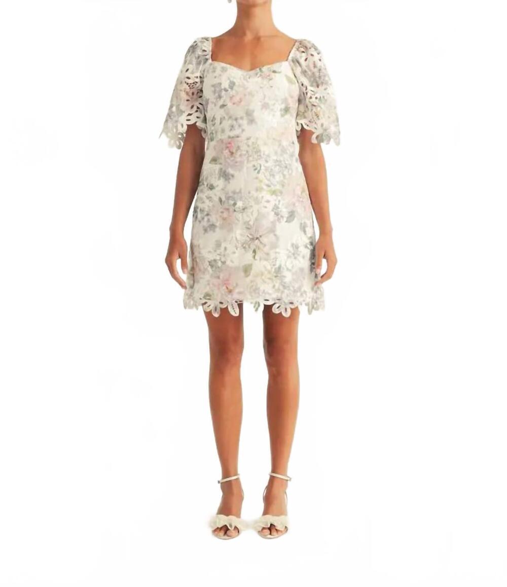 NEW AROSE STUDIO katie sweetheart mini dress in white multi